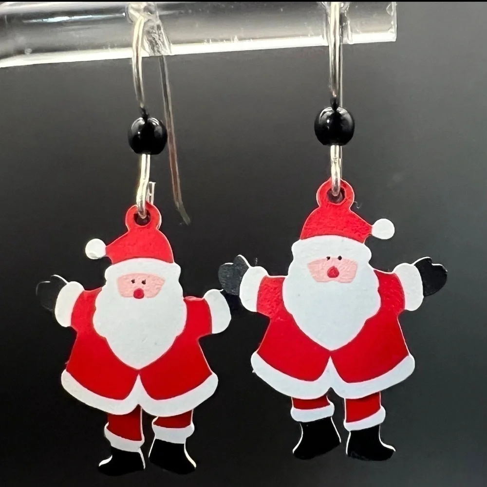 Santa Claus Christmas Earrings – Festive Holiday Jewelry with 925 Silver Hooks